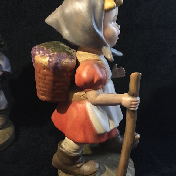 Set of Hummel Inspired Boy And Girl Ceramic Bisque Matt Finish Figurines 10”h - Picture 3 of 9